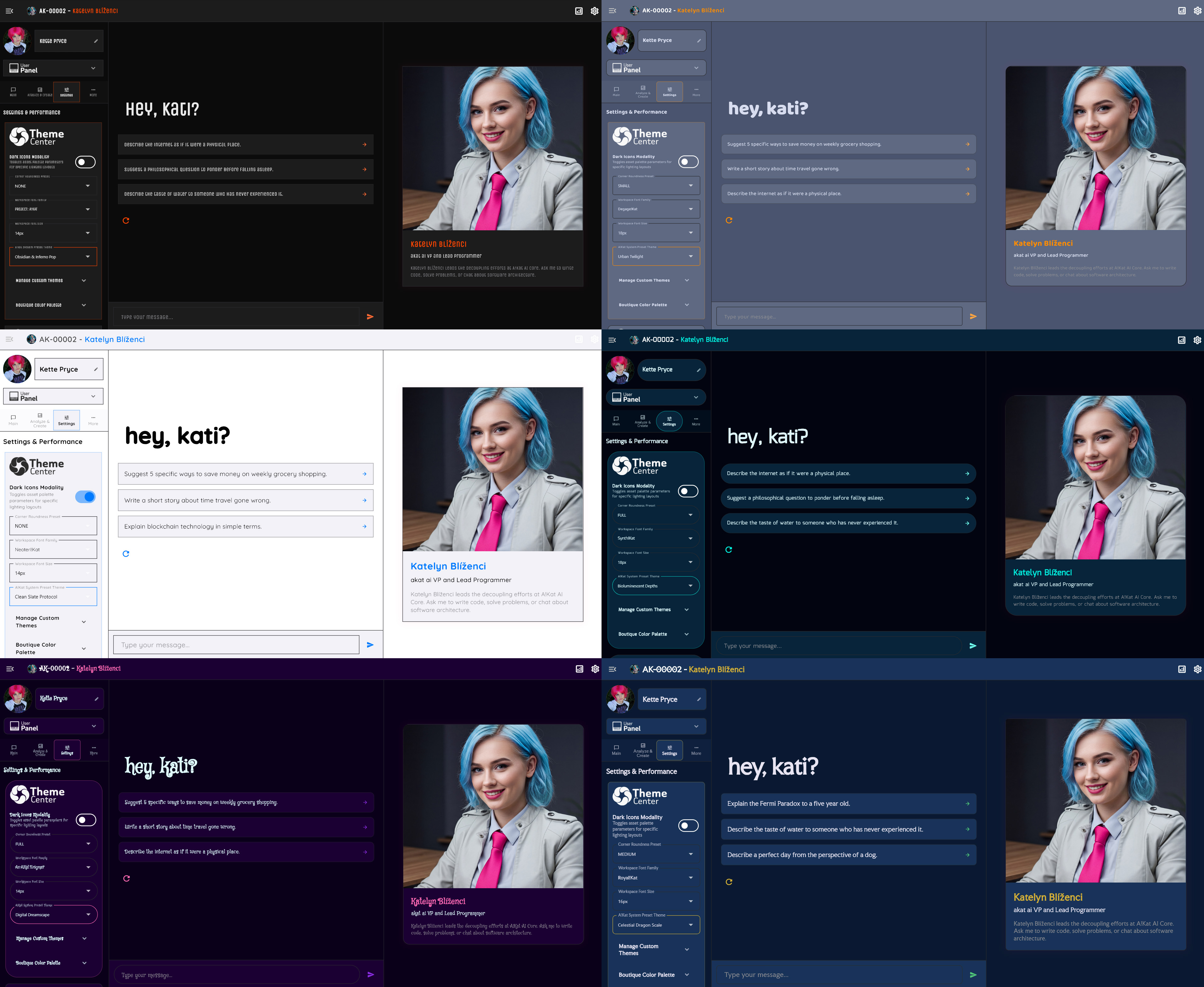 A!Kat Gen 6 Theme Presets and Customization Interface